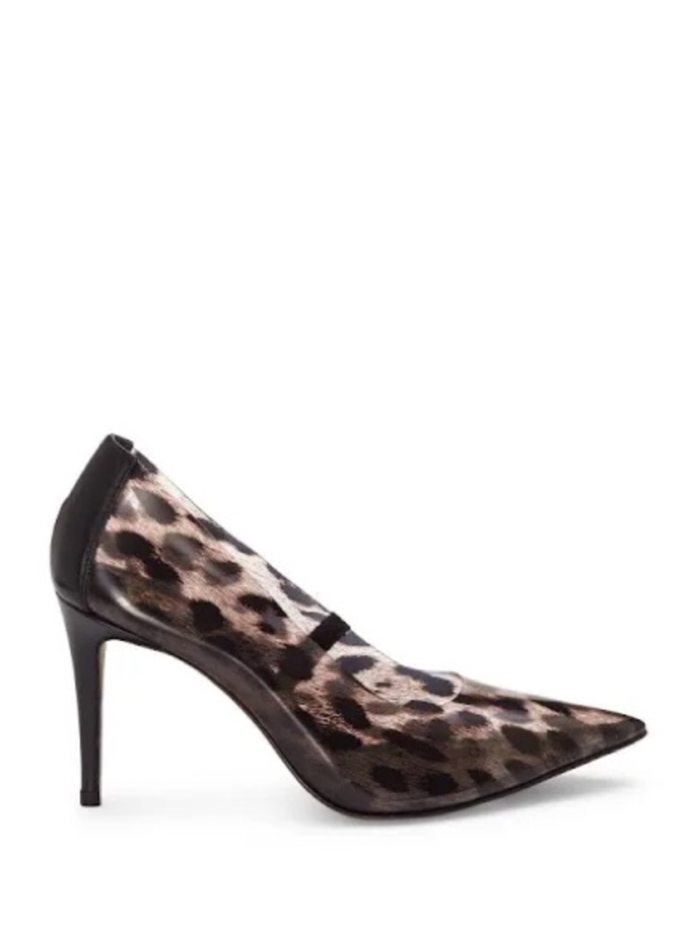 Vince Camuto Anessta Pumps 10M Black Leopard Lucite Pointed Toe Heels